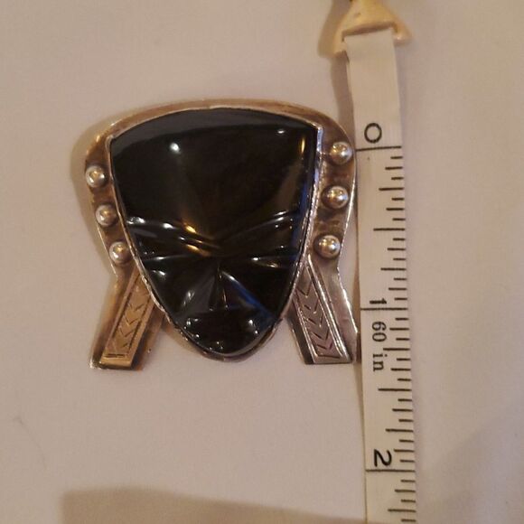 Vintage Taxco Black Onyx Brooche and Earrings! , Sterling Silver, Stamped 925! - Picture 8 of 13
